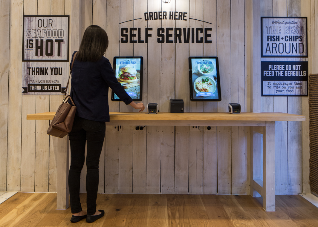 Customer order kiosk at Famous Fish