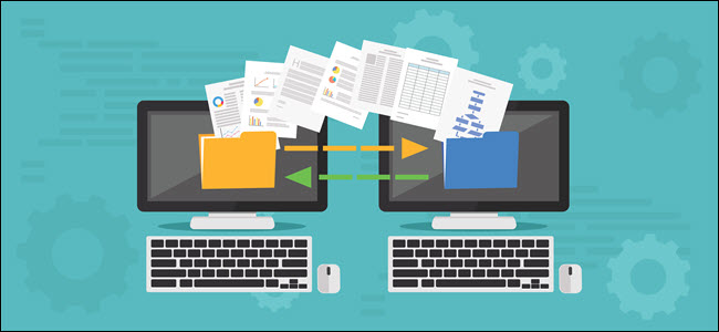 Copy File, Data Exchange. Transfer file concept - Vector