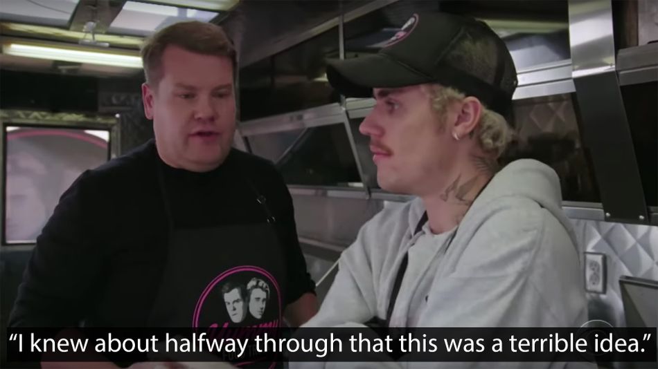 James Corden and Justin Bieber running a food truck is a stressful, joyous ride