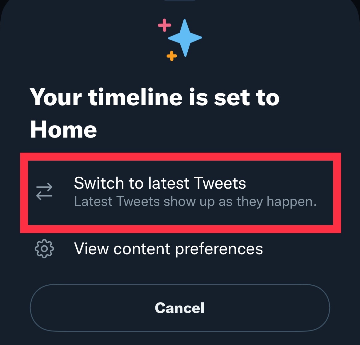 Tap this option to change your timeline to "most recent."