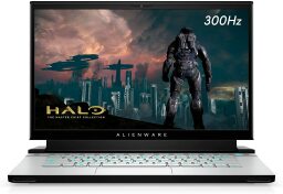 Alienware m15 R4 15-inch gaming laptop with Halo video game on screen. 